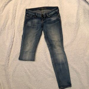 Express stone washed faded skinny jeans